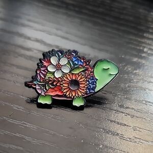 Floral Turtle Enamel Pin